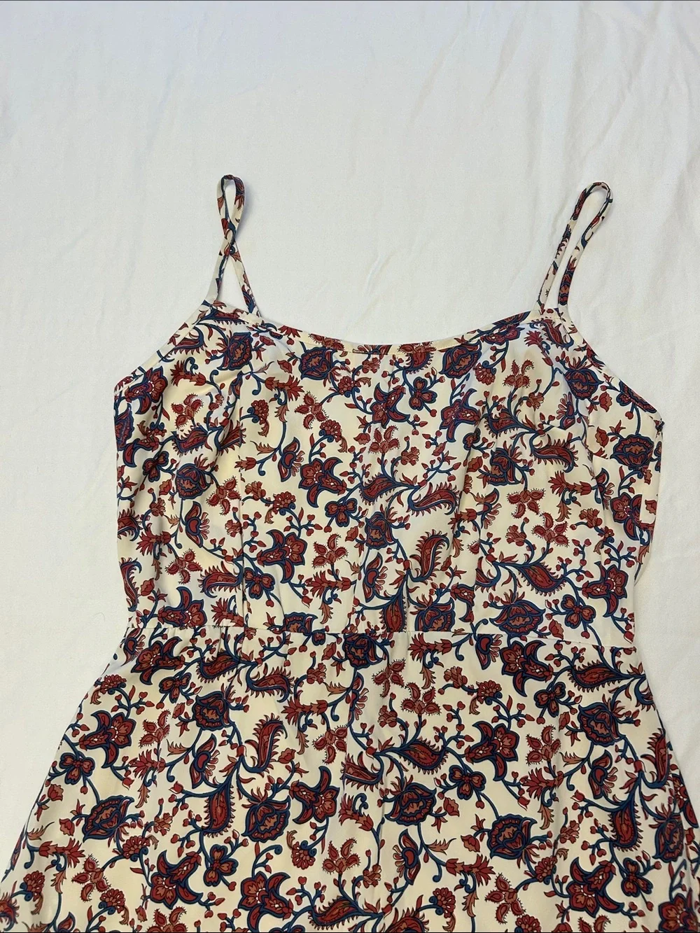 Abercrombie & Fitch Cream Floral Maxi Dress Red Navy Print Size L